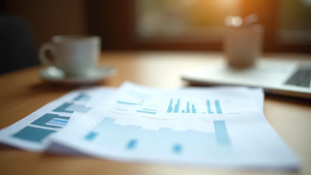 Documentos de planeamento profissional e financeiro sobre mesa de trabalho com gráficos